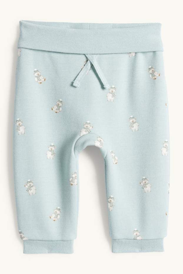 Unisex - Polar bear - baby joggers - plush-lined - light turquoise