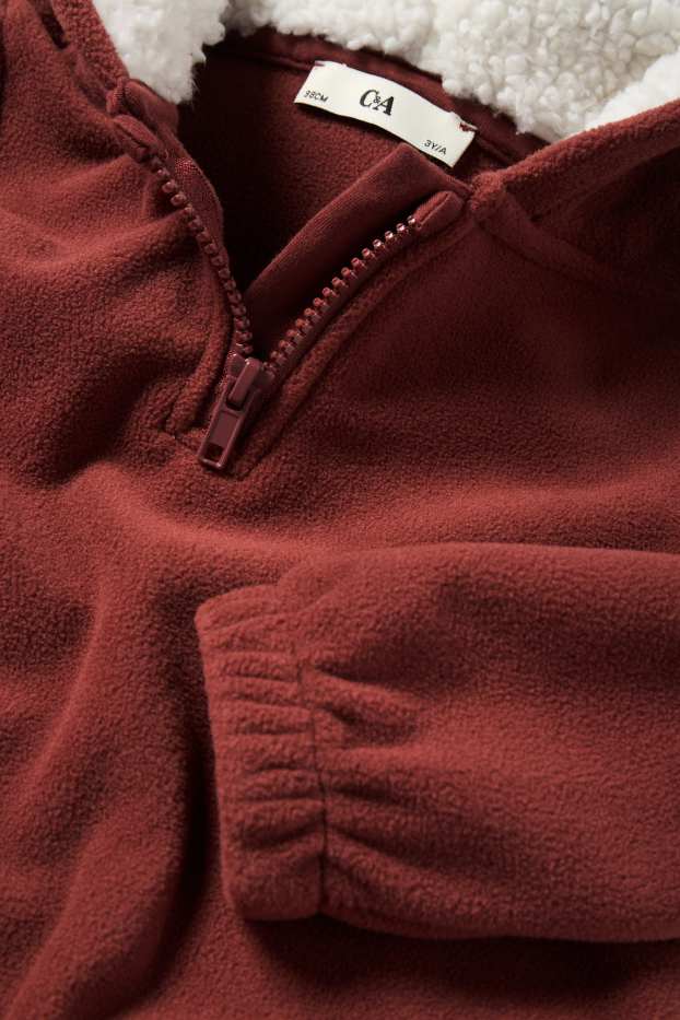 Děti - chlapci - Liška - fleecová mikina s kapucí - hnědá