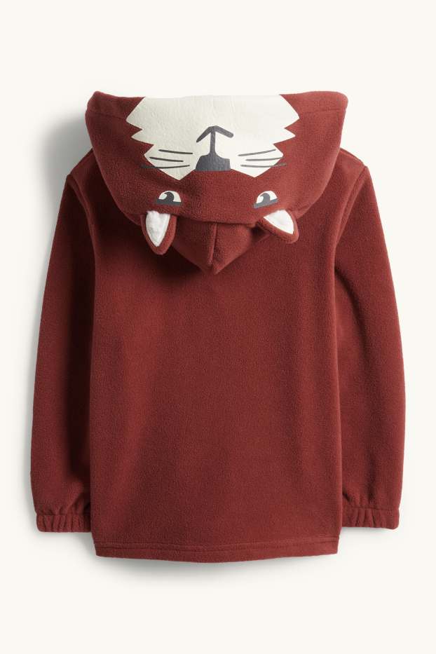 Děti - chlapci - Liška - fleecová mikina s kapucí - hnědá