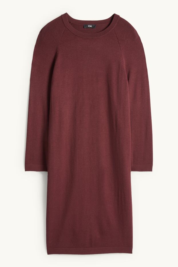 Dámské - Pletené šaty - straight fit - bordeaux