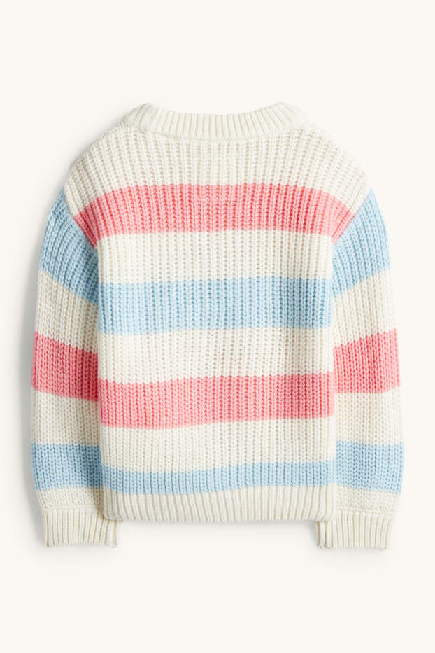 Copii - Fete - Minnie Mouse - pulover - reiat - aspect lucios - cu dungi - roz