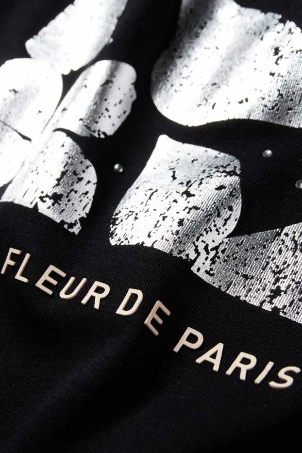 Donna - Maglia manica lunga con strass - regular fit - effetto brillante - nero