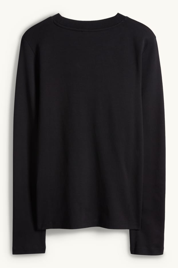 Donna - Maglia manica lunga con strass - regular fit - effetto brillante - nero