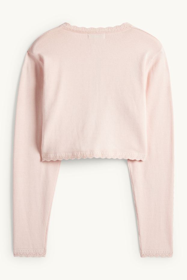 Enfants filles - Gilet en maille - rose