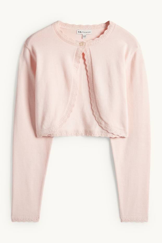 Enfants filles - Gilet en maille - rose