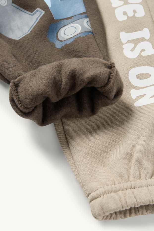 Bambini - Confezione da 2 - motivo ruspa - pantaloni sportivi - tortora