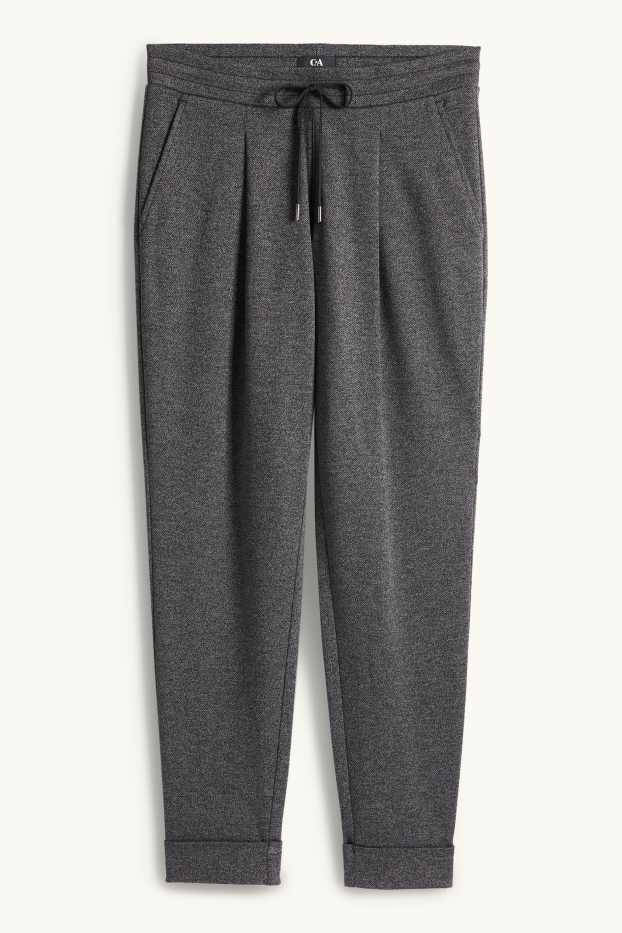 Femmes - Pantalon en jersey - mid waist - tapered fit - gris foncé