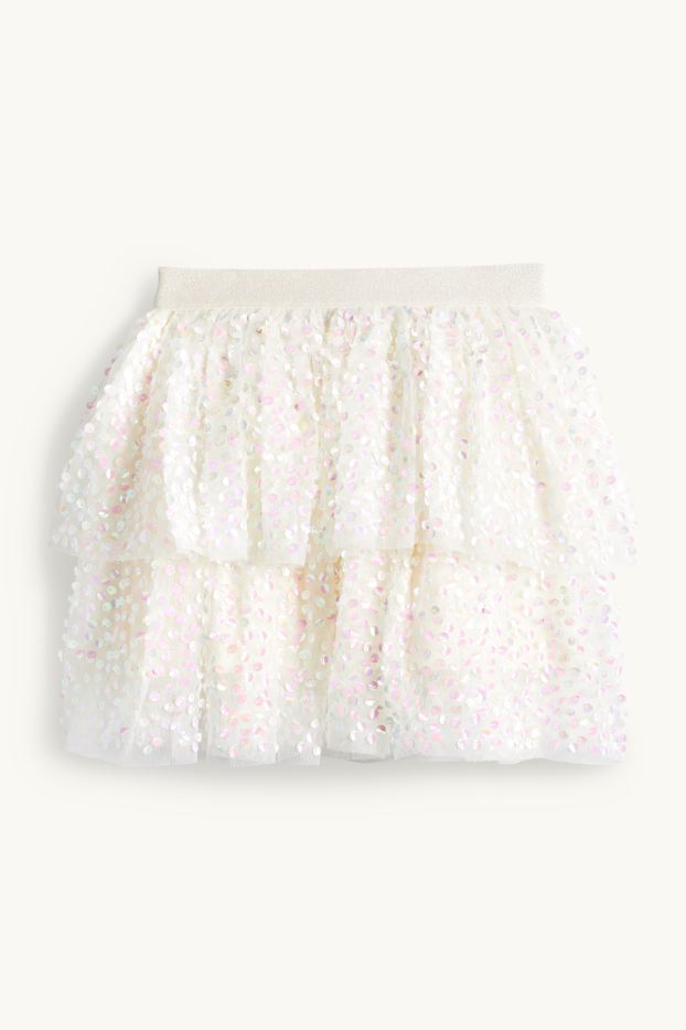 Copii - Fete - Fustă cu paiete - alb-crem