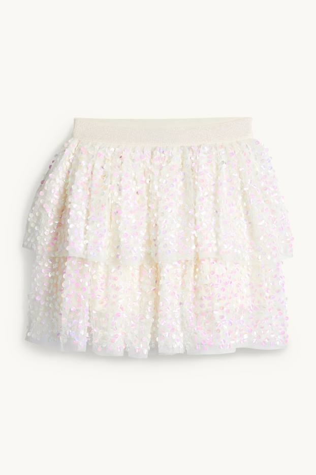Copii - Fete - Fustă cu paiete - alb-crem