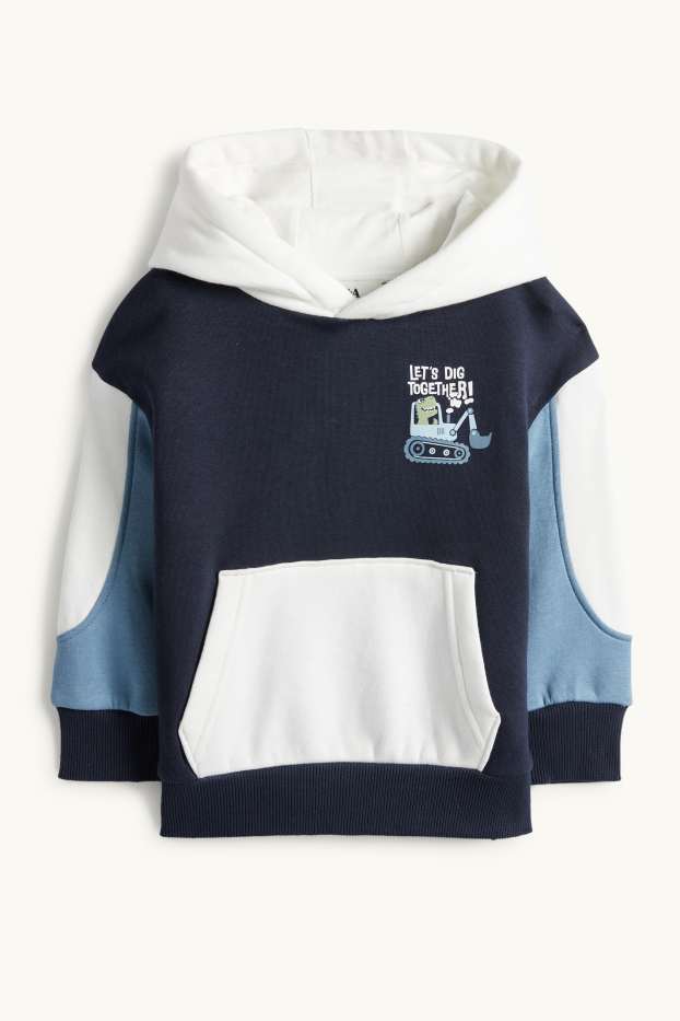 Copii - Băieți - Dinozaur și excavator - hanorac - albastru închis