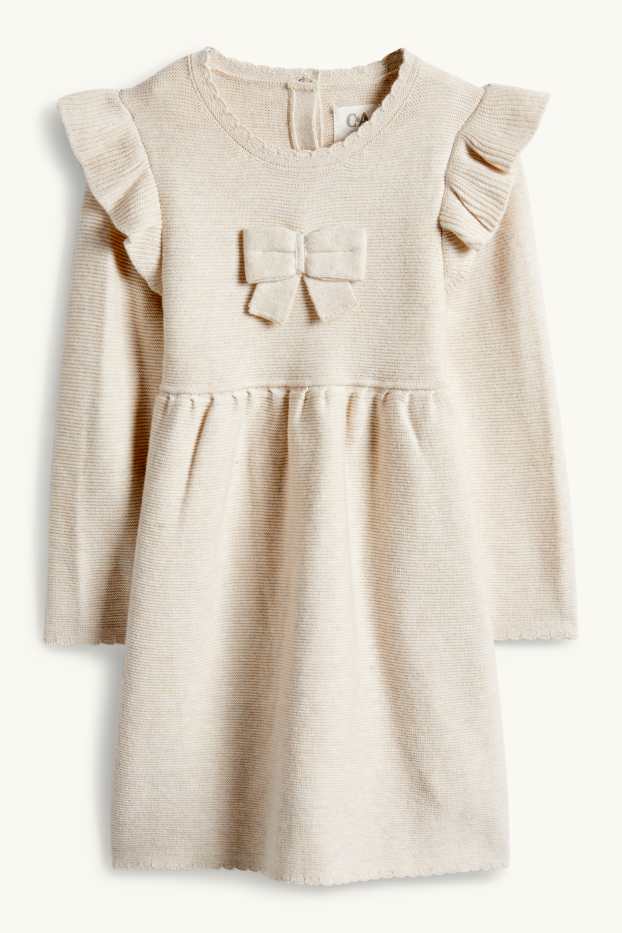 Baby Mädchen - Baby-Strickkleid - hellbeige