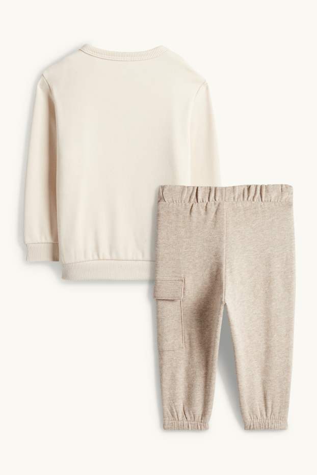 Bébés garçons - Pingouin - tenue pour bébé - doublé en peluche - 2 pièces - beige clair