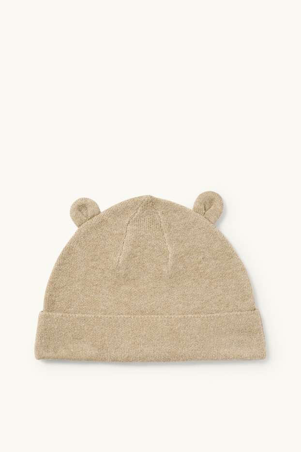 Bébés garçons - Ourson - ensemble - pull et bonnet - deux pièces - blanc crème