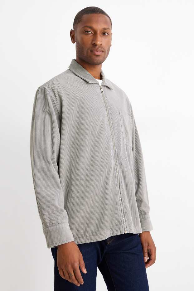 Herren - Cord-Hemdjacke - Relaxed Fit - Kent - grau