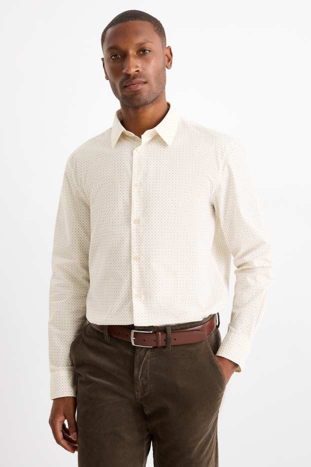 Bărbați - Set - pulover cu decolteu în V și cămașă office - 2 piese - bej deschis