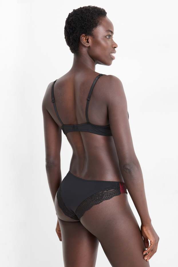 Femmes - Culotte brésilienne - bordeaux / noir