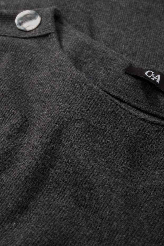 Femei - Bluză de molton - reiată - gri închis