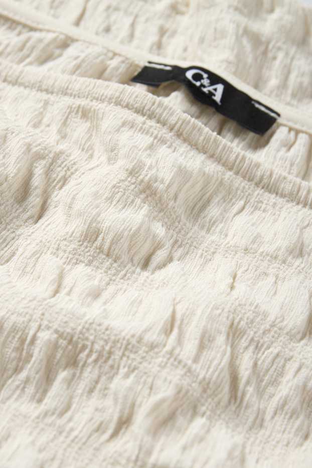 Dona - Samarreta de màniga llarga - regular fit - frunzida - blanc trencat