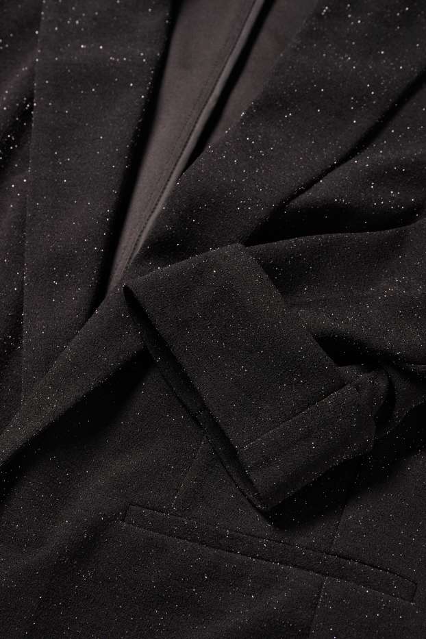 Femmes - Blazer - regular fit - effet brillant - noir