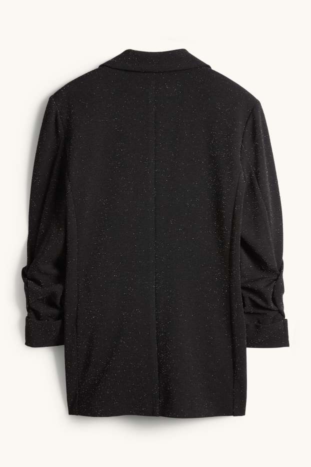 Femmes - Blazer - regular fit - effet brillant - noir