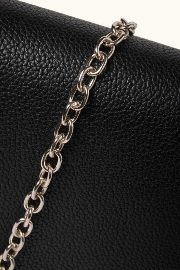 Damen - Umhängetasche mit abnehmbarem Taschengurt - Lederimitat - schwarz