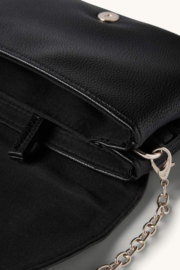 Damen - Umhängetasche mit abnehmbarem Taschengurt - Lederimitat - schwarz