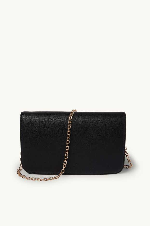 Damen - Umhängetasche mit abnehmbarem Taschengurt - Lederimitat - schwarz