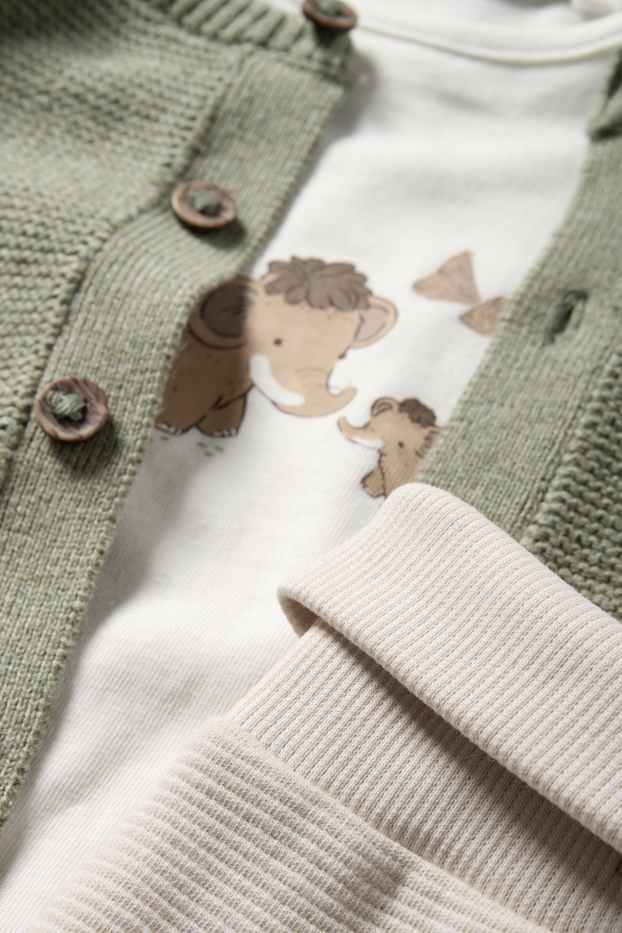 Baby: jongens - Mammoet - baby-outfit - 3-delig - groen