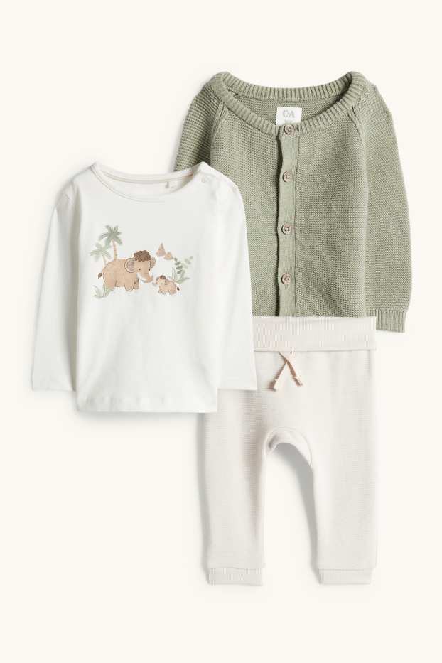 Baby: jongens - Mammoet - baby-outfit - 3-delig - groen