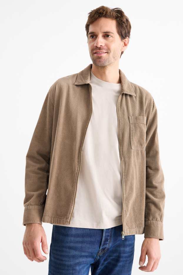 Hommes - Veste-chemise en velours côtelé - relaxed fit - col kent - beige