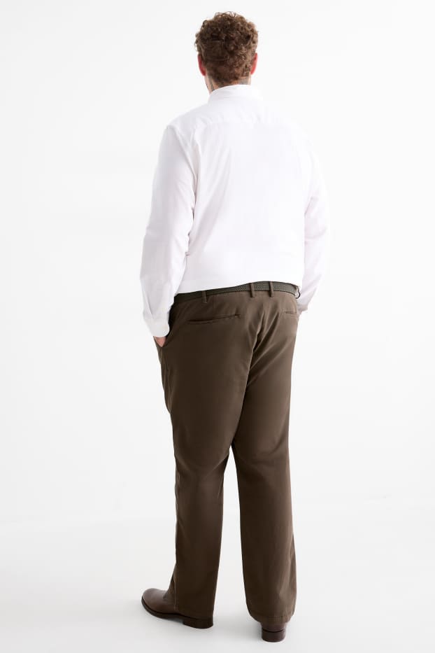 Men - Trousers with belt - regular fit - dark green
