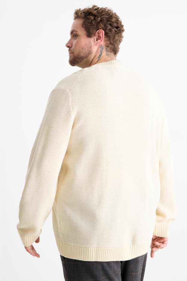 Pánské - Svetr - strukturovaný - krémově bílá