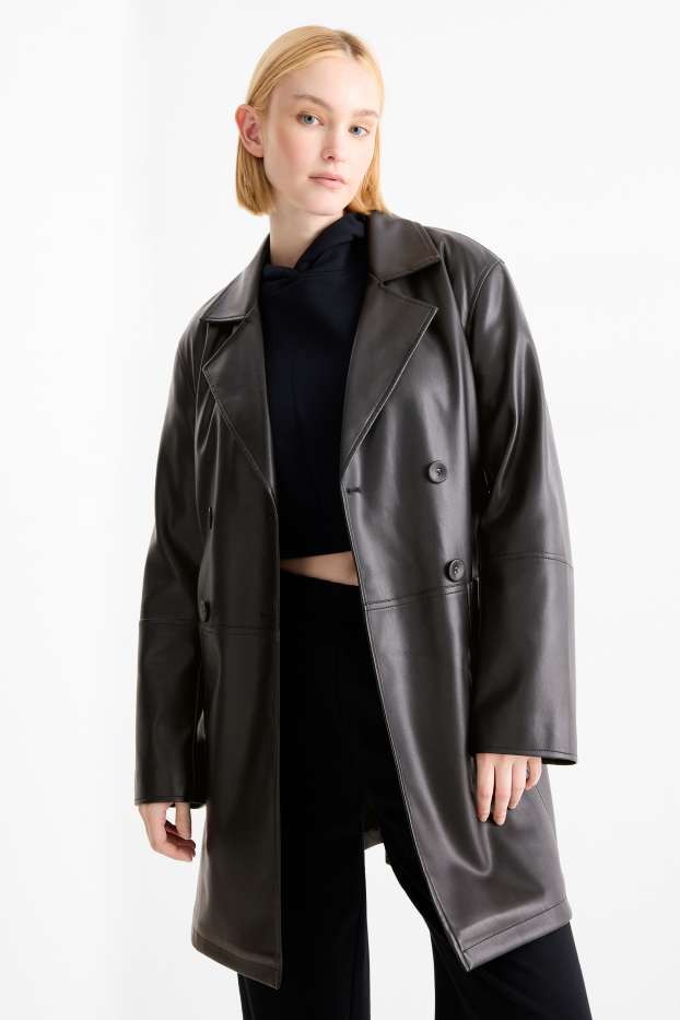 Femmes - Manteau - matière synthétique - noir