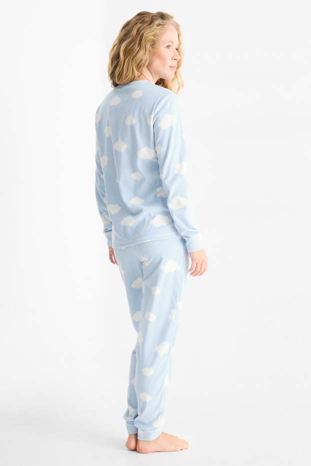 Damen - Fleece-Pyjama - hellblau