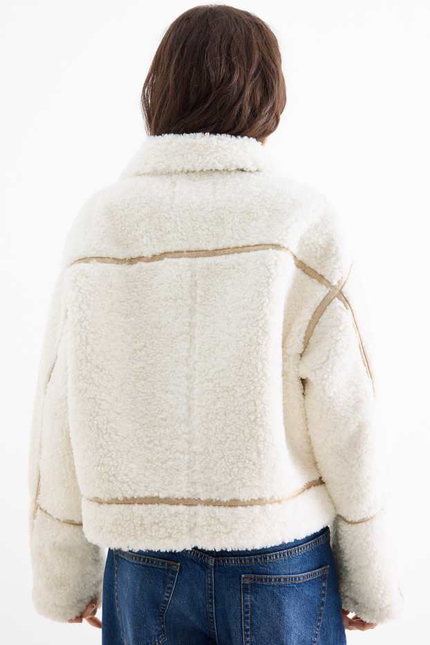 Femmes - Blouson en peluche - blanc crème