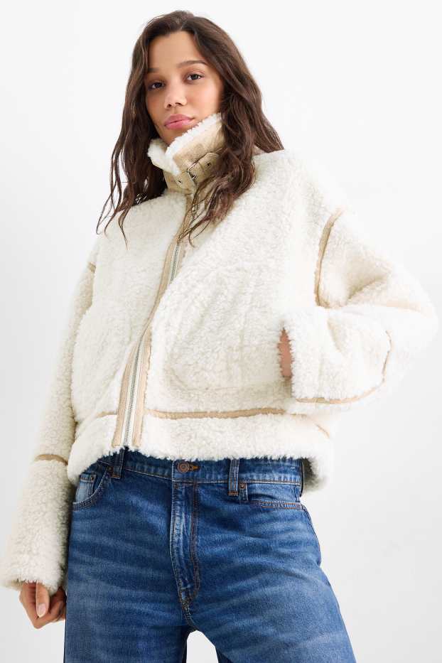Femmes - Blouson en peluche - blanc crème