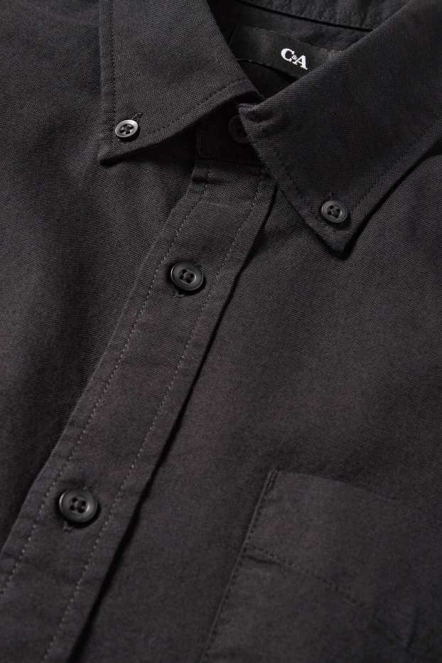 Herren - Hemd - Regular Fit - Button-down - schwarz