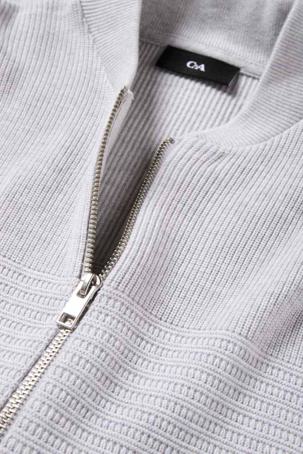 Heren - Gebreid vest - ribstof - met structuur - grijs