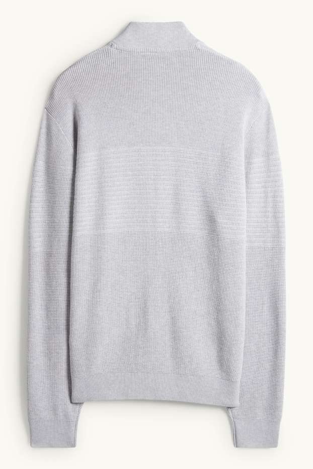 Heren - Gebreid vest - ribstof - met structuur - grijs