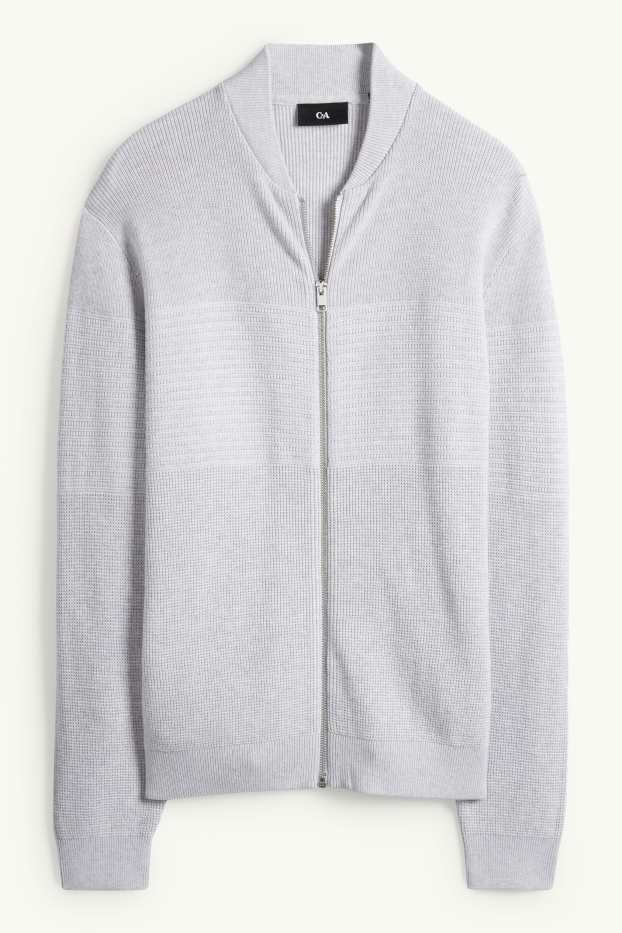 Heren - Gebreid vest - ribstof - met structuur - grijs