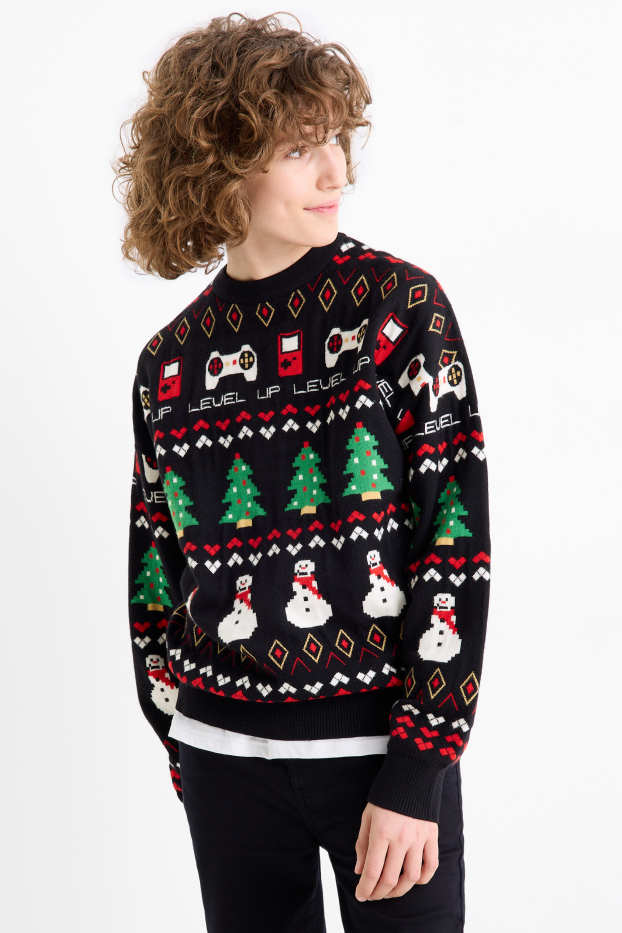 Kinderen: jongens - Gaming - kersttrui - zwart
