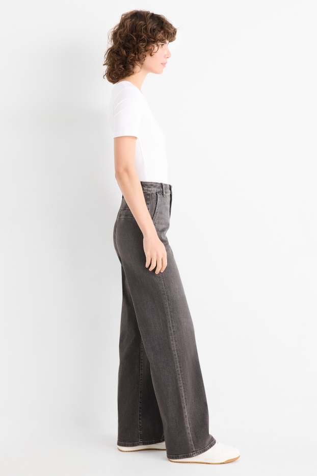 Damen - Wide Leg Jeans - High Waist - LYCRA® - dunkeljeansgrau