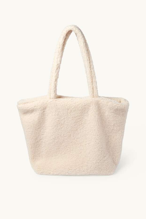 Donna - Shopper grande effetto peluche - beige