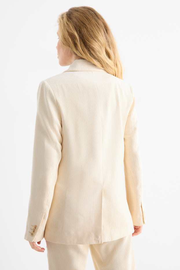 Dames - Lange blazer van corduroy - regular fit - crèmekleurig