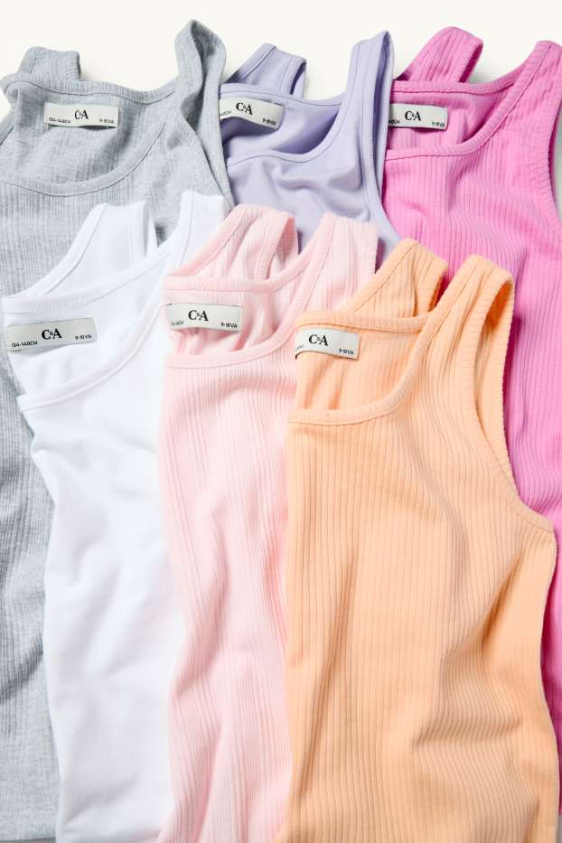 Enfants filles - Lot de 6 - maillots de corps - gris / rose