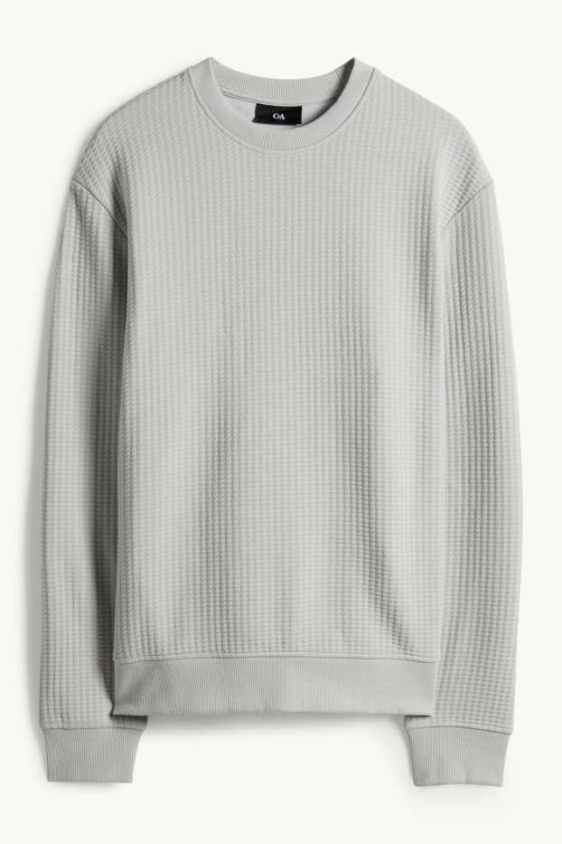 Pánské - Mikina - strukturovaná - šedá