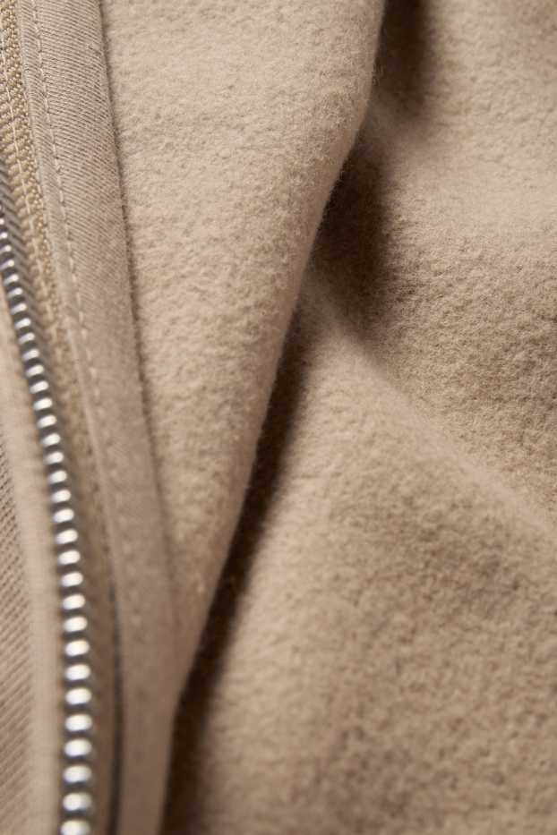 Hommes - Sweat zippé à capuche - taupe