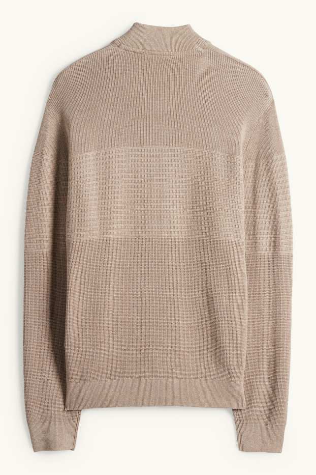 Heren - Gebreid vest - ribstof - met structuur - taupe