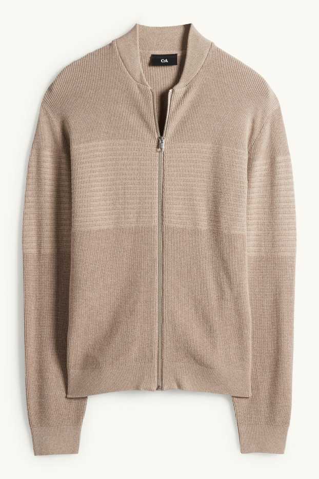 Heren - Gebreid vest - ribstof - met structuur - taupe