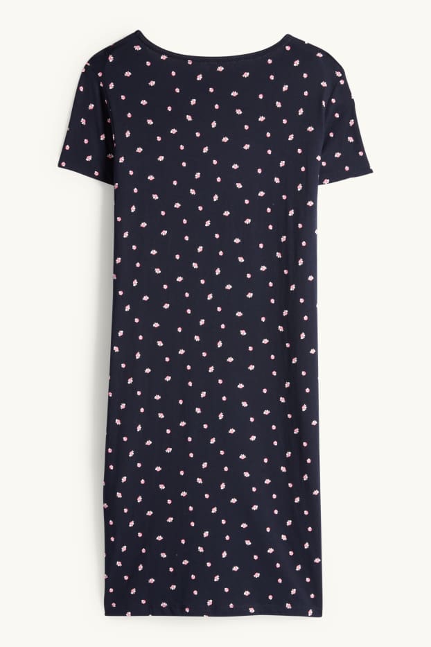 Donna - Camicia da notte - a fiori - blu scuro